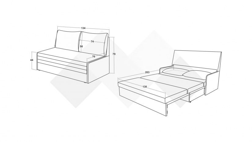 Диван Мерлона двуместни кафяв с бежово - изглед 5 - МебелМаг Диван Мерлона двуместни кафяв с бежово - изглед 5