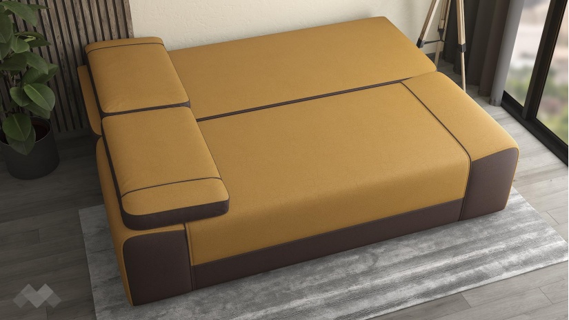 Канапе Тренд триместни горчица с кафяво - изглед 4 - МебелМаг Канапе Тренд триместни горчица с кафяво - изглед 4