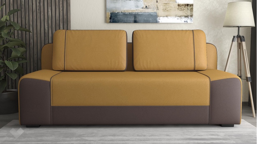 Канапе Тренд триместни горчица с кафяво - изглед 2 - МебелМаг Канапе Тренд триместни горчица с кафяво - изглед 2