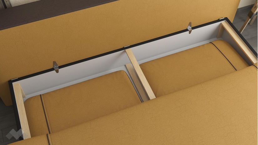 Канапе Тренд триместни горчица с кафяво - изглед 3 - МебелМаг Канапе Тренд триместни горчица с кафяво - изглед 3