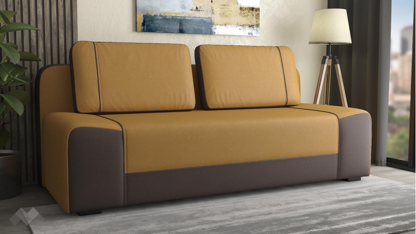 Канапе Тренд триместни горчица с кафяво - изглед 1 - МебелМаг Канапе Тренд триместни горчица с кафяво - изглед 1