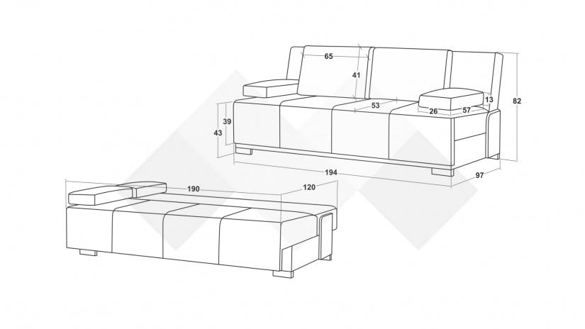 Клик-клак канапе Бостън триместни зелен - изглед 6