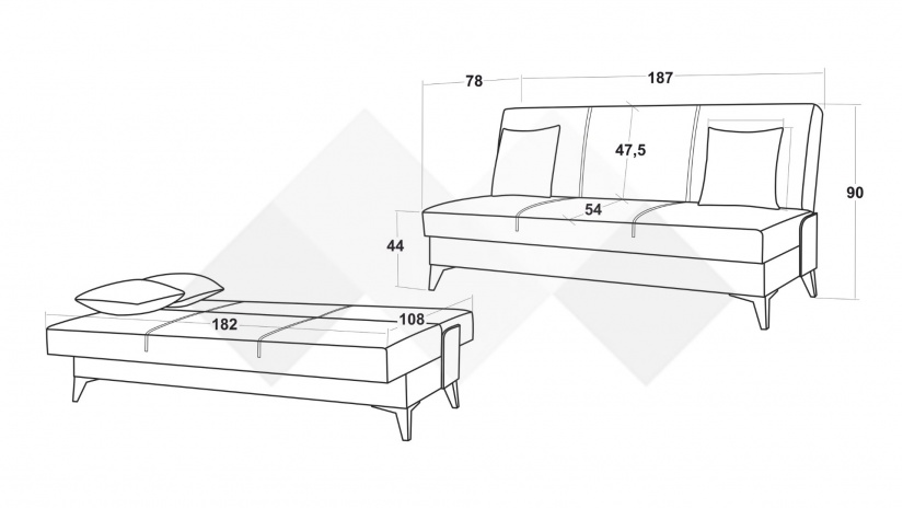 Клик-клак канапе Мерит триместни горчица - изглед 5