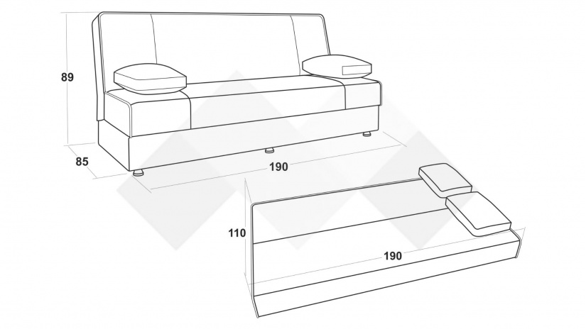 Клик-клак канапе Рафи триместни бордо - изглед 5