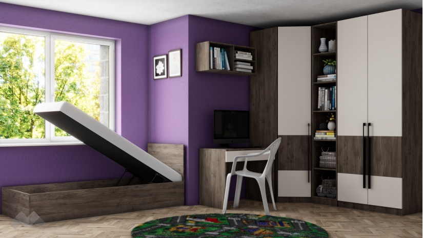 Спален комплект Комо К2 орех селект тъмен с кашмир - изглед 4