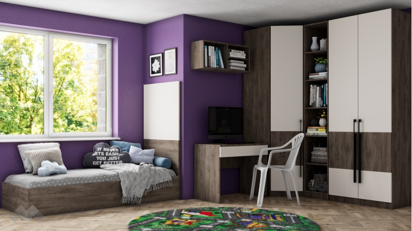 Спален комплект Комо К2 орех селект тъмен с кашмир - изглед 1