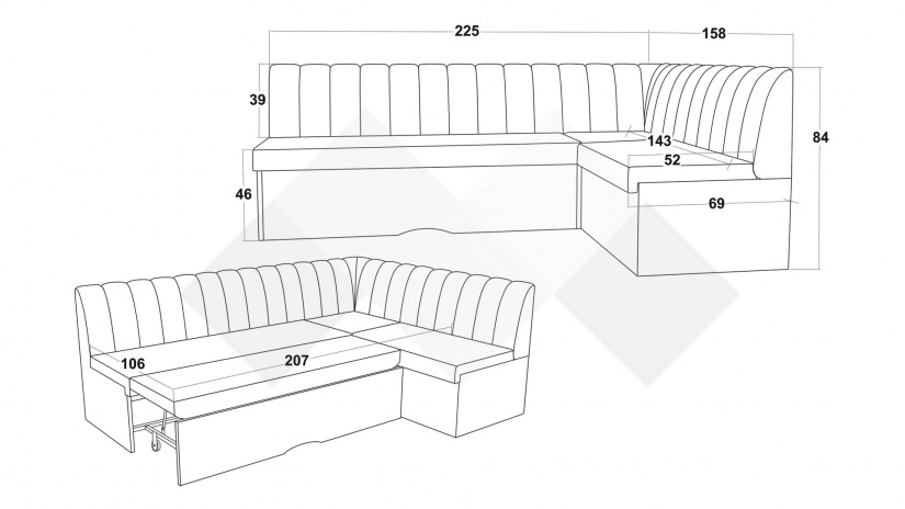 Кухненски ъгъл Кариби с посока зелен - изглед 5