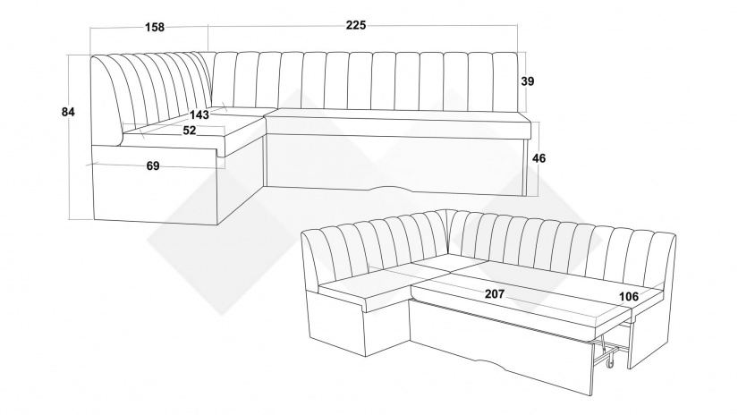 Кухненски ъгъл Кариби с посока кафяв - изглед 5