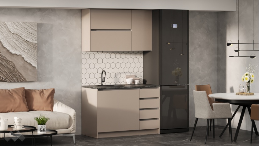 Кухня Норд А1 модулни кашмир със сиво - изглед 1 - МебелМаг Кухня Норд А1 модулни кашмир със сиво - изглед 1