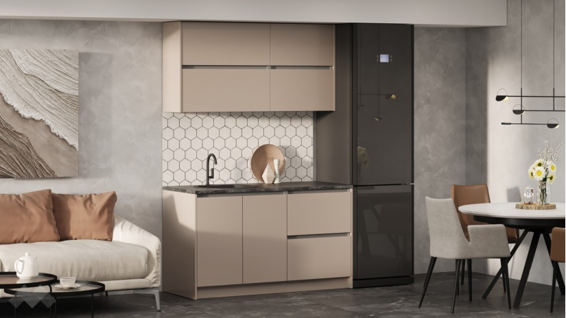 Кухня Норд А3 модулни кашмир със сиво - изглед 1 - МебелМаг Кухня Норд А3 модулни кашмир със сиво - изглед 1