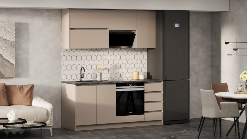 Кухня Норд А5 модулни кашмир със сиво - изглед 1 - МебелМаг Кухня Норд А5 модулни кашмир със сиво - изглед 1