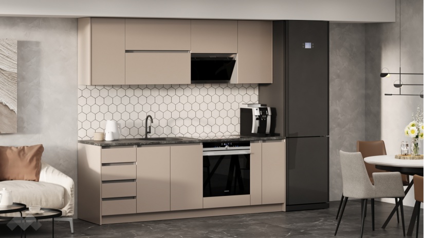 Кухня Норд А6 модулни кашмир със сиво - изглед 1 - МебелМаг Кухня Норд А6 модулни кашмир със сиво - изглед 1