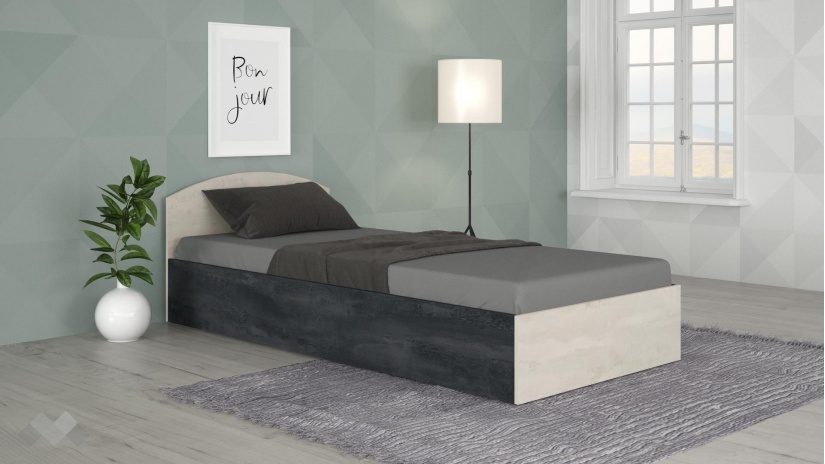 Легло 90/200 Лумо с включен матрак Бонел 90/200 силк лайт със силк неро - изглед 1