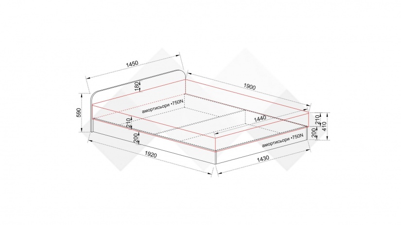 Легло 144/190 Скай с включен матрак Бонел 144/190 нардо сив - изглед 4