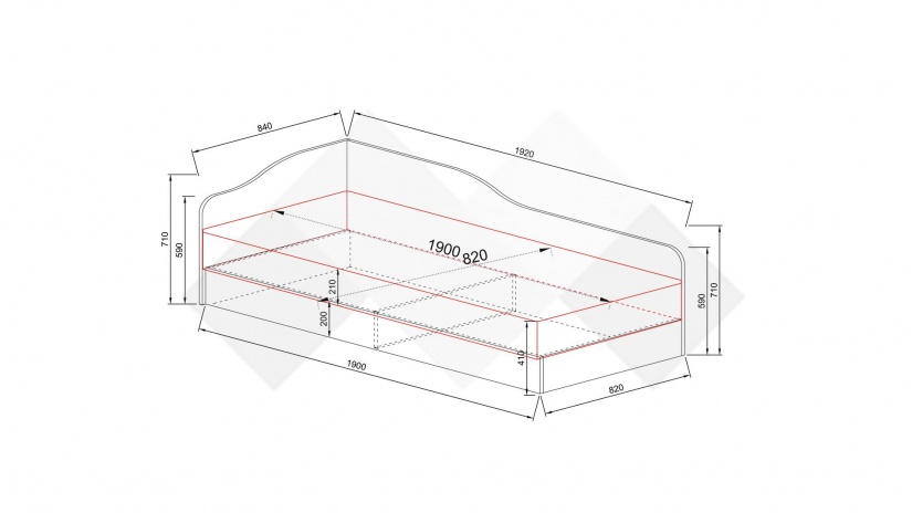 Легло 82/190 Скай с включен матрак Бонел 82/190 нардо сив - изглед 4