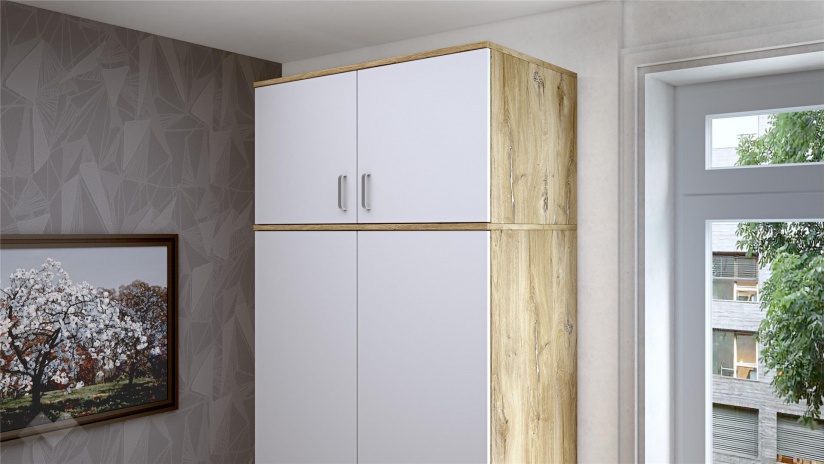 Надстройка за двукрилен гардероб Селтик келтски дъб със светло сиво - изглед 1