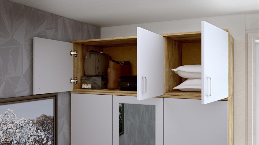 Надстройка за трикрилен гардероб Селтик келтски дъб със светло сиво - изглед 2