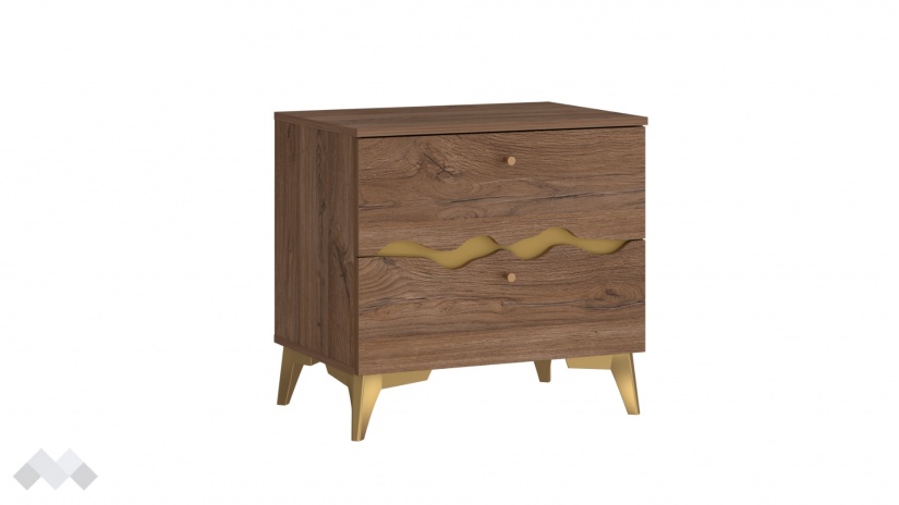 Нощен шкаф Кения колониален дъб със златно - изглед 3