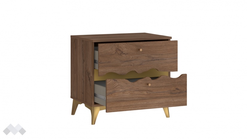 Нощен шкаф Кения колониален дъб със златно - изглед 5