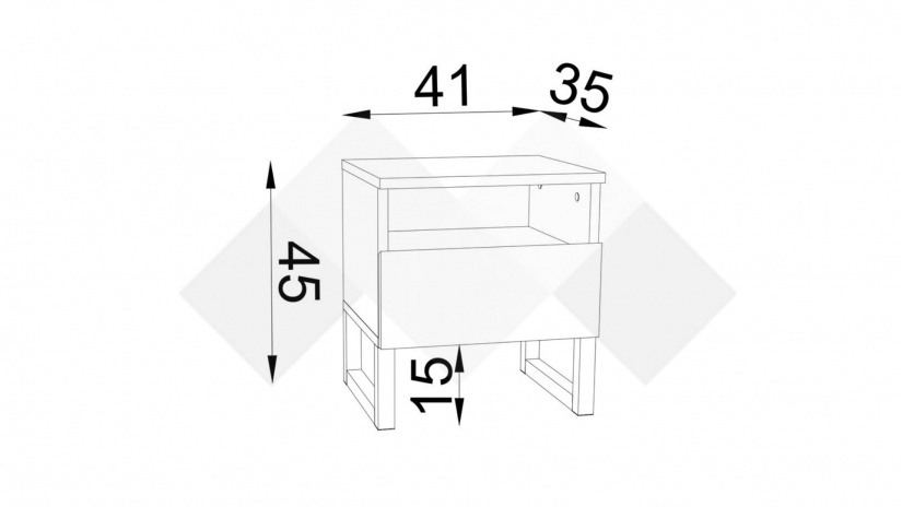 Нощен шкаф Лунар кастело коняк с черен гланц - изглед 3