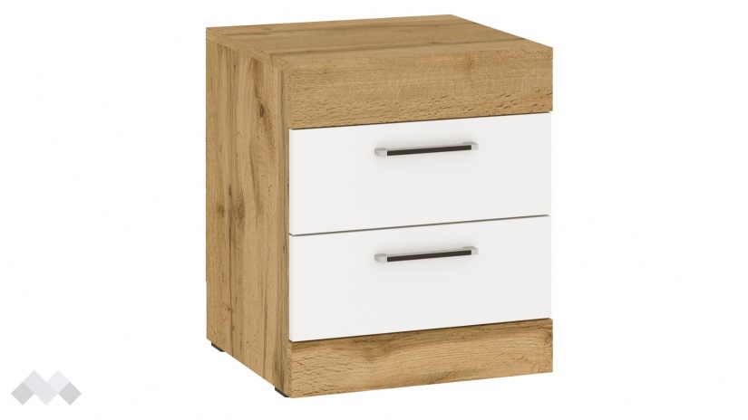 Нощен шкаф Моник златен дъб с бяло - изглед 2