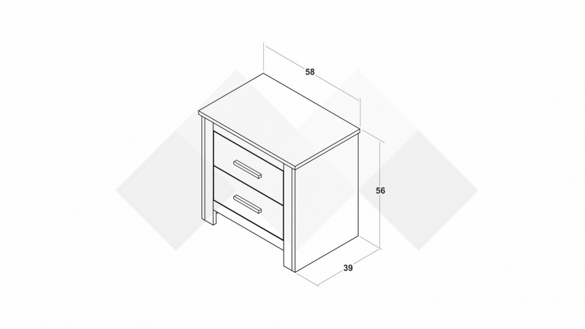 Нощен шкаф Силва дъб кадис с бяло гладко - изглед 2