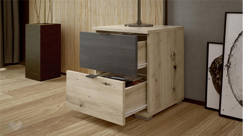 Нощно шкафче Верона дъб артисан с тъмен норвежки бор - изглед 2