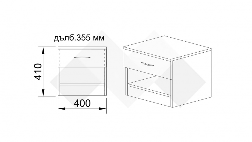 Нощен шкаф Кери мока с лате - изглед 7