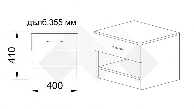 Нощен шкаф Кери орех адмирал - изглед 3