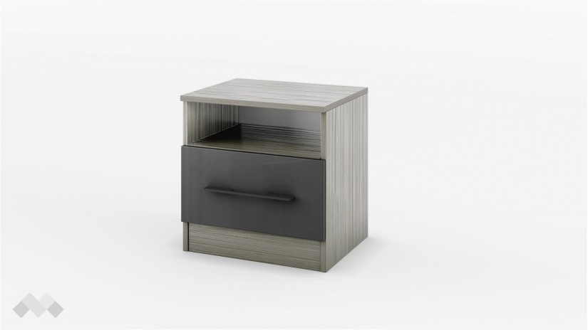 Нощен шкаф Маями кварц с антрацит гланц - изглед 1
