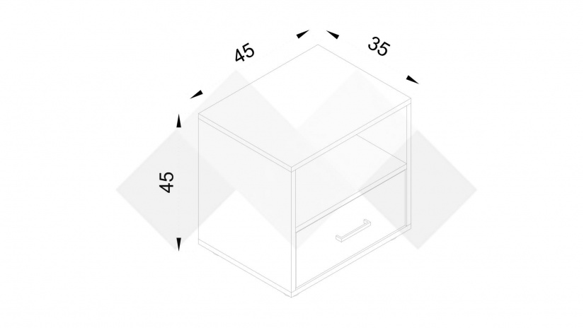 Нощен шкаф Мито дъб суров с бяло - изглед 4