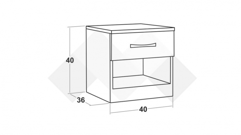 Нощен шкаф Галати дъб вотан светъл с антрацит - изглед 2 - МебелМаг Нощен шкаф Галати дъб вотан светъл с антрацит - изглед 2