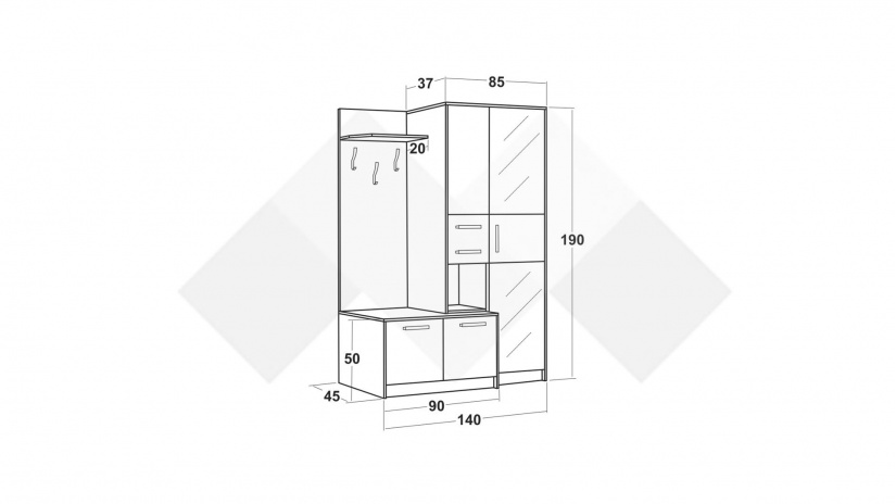 Портманто Алберто колониален дъб с лино канова - изглед 3