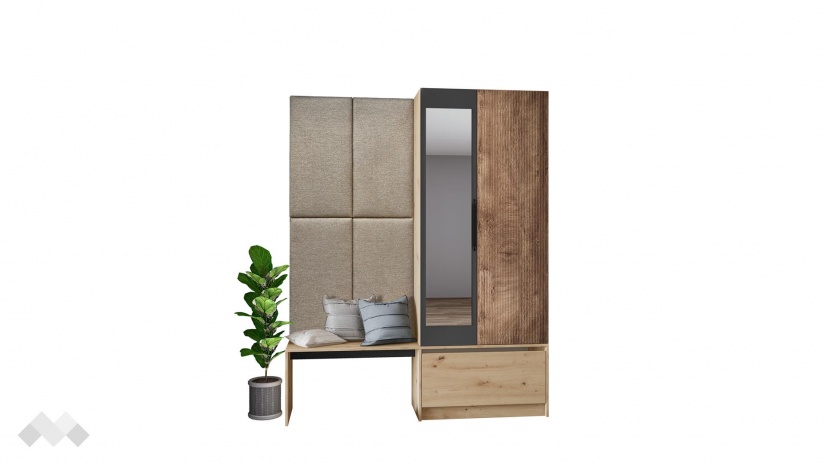 Портманто Атина дъб артисан с графит и дъб натурал - изглед 12