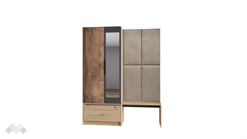 Портманто Атина дъб артисан с графит и дъб натурал - изглед 9