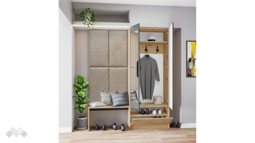 Портманто Атина дъб артисан с графит и дъб натурал - изглед 4