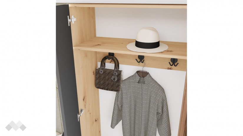 Портманто Атина дъб артисан с графит и дъб натурал - изглед 5