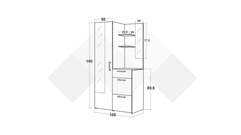 Портманто Бони дъб суров с бял гланц - изглед 3