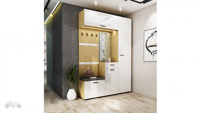 Портманто Еко златен дъб с бял гланц - изглед 2