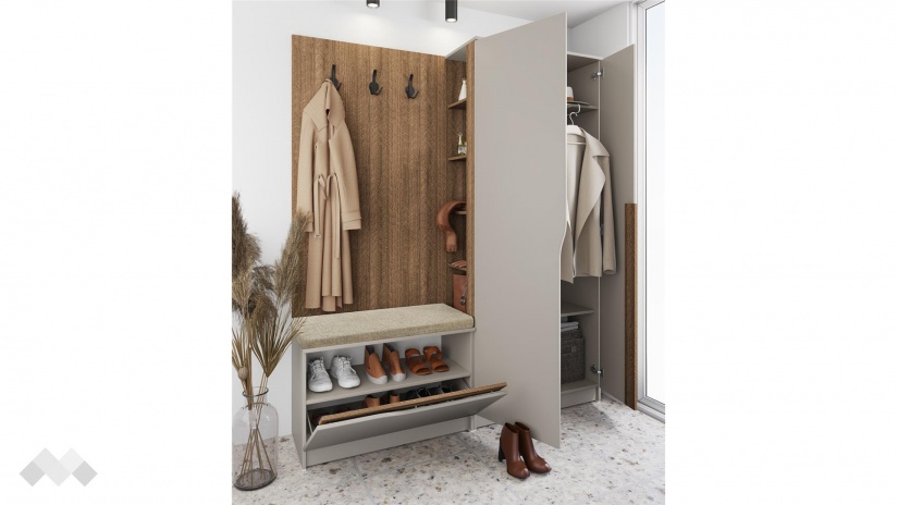 Портманто Хади сатен с песаро - изглед 2