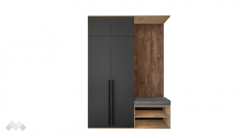 Портманто Хера дъб артисан с дъб натурал и карбон мат - изглед 5