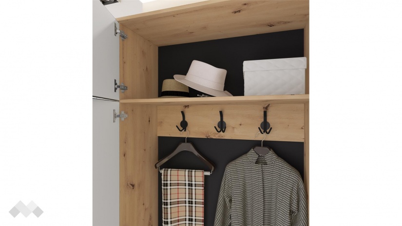 Портманто Хера дъб артисан с дъб натурал и карбон мат - изглед 3