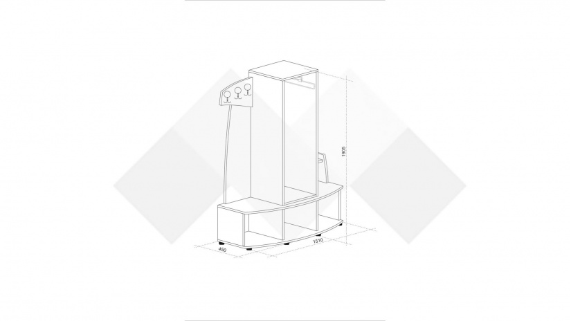 Портманто Пегас с гардероб тъмен бетон с дъб крафт бял - изглед 3