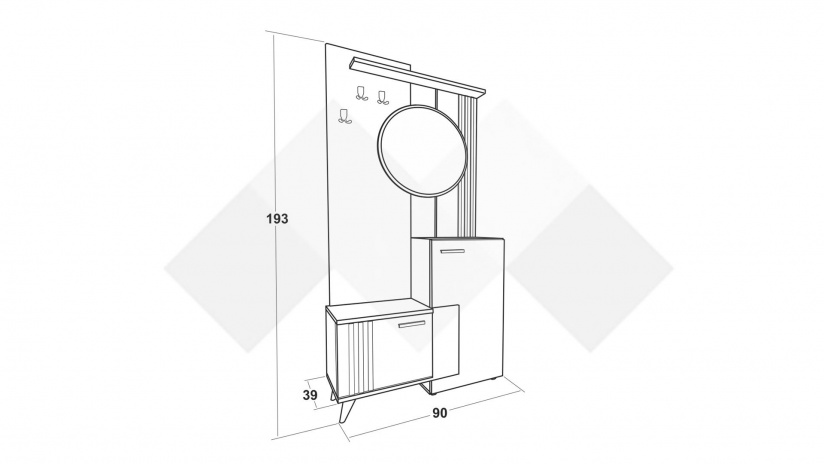 Портманто Прего тъмен бетон със златен дъб - изглед 3