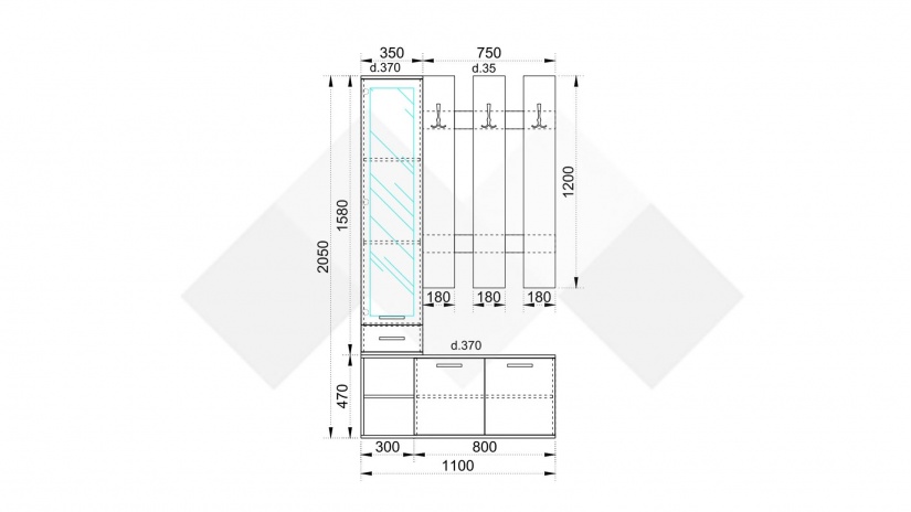Портманто Шайн бял гланц - изглед 3