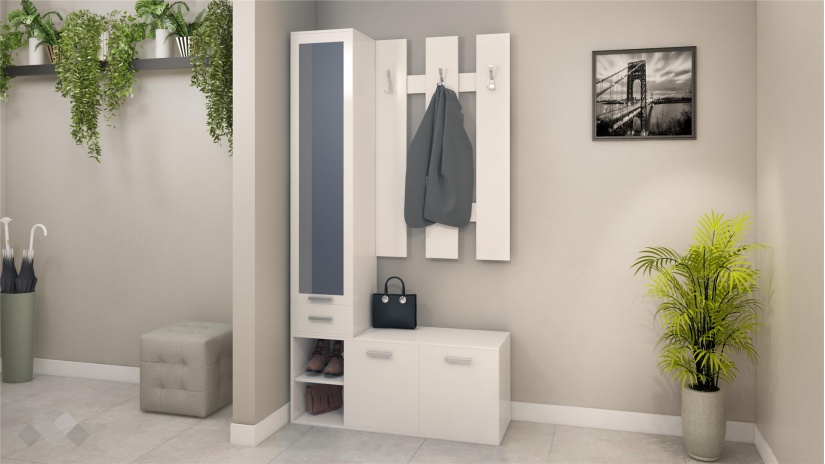 Портманто Шайн бял гланц - изглед 1