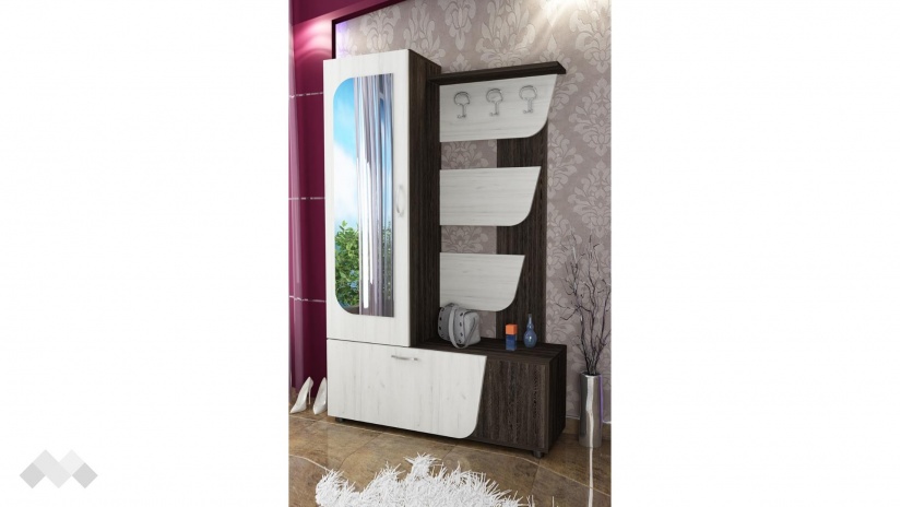 Портманто Сигма винтидж с дъб крафт бял - изглед 1