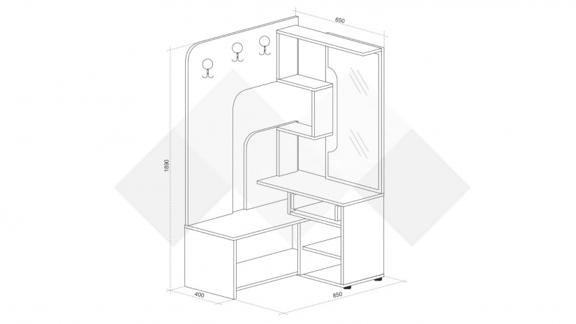 Ъглово портманто Стефи винтидж с античен дъб - изглед 2