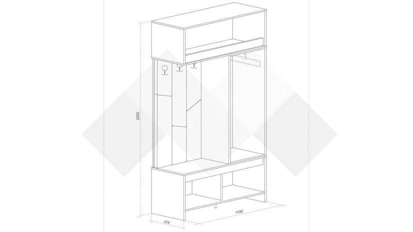 Портманто Торо дъб евок с маслина - изглед 3
