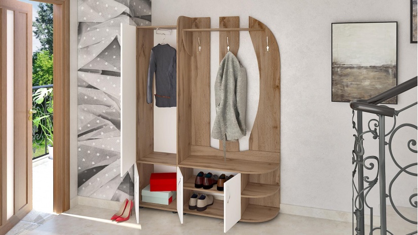 Портманто Жаклин дъб дакота с бяло гладко - изглед 2